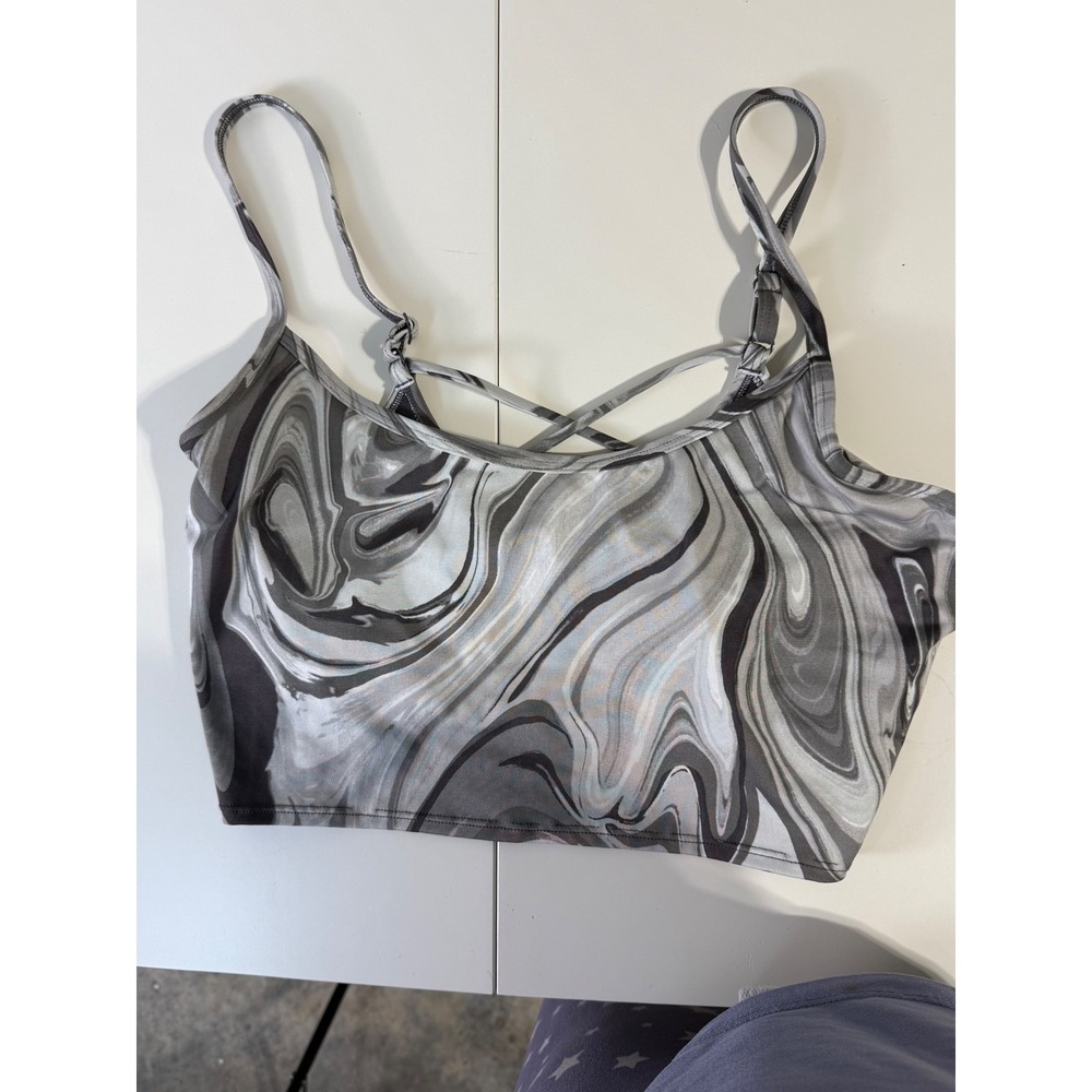 Victoria's Secret PINK Grey Marble Swirl Strappy Sports Bra Activewear Tank